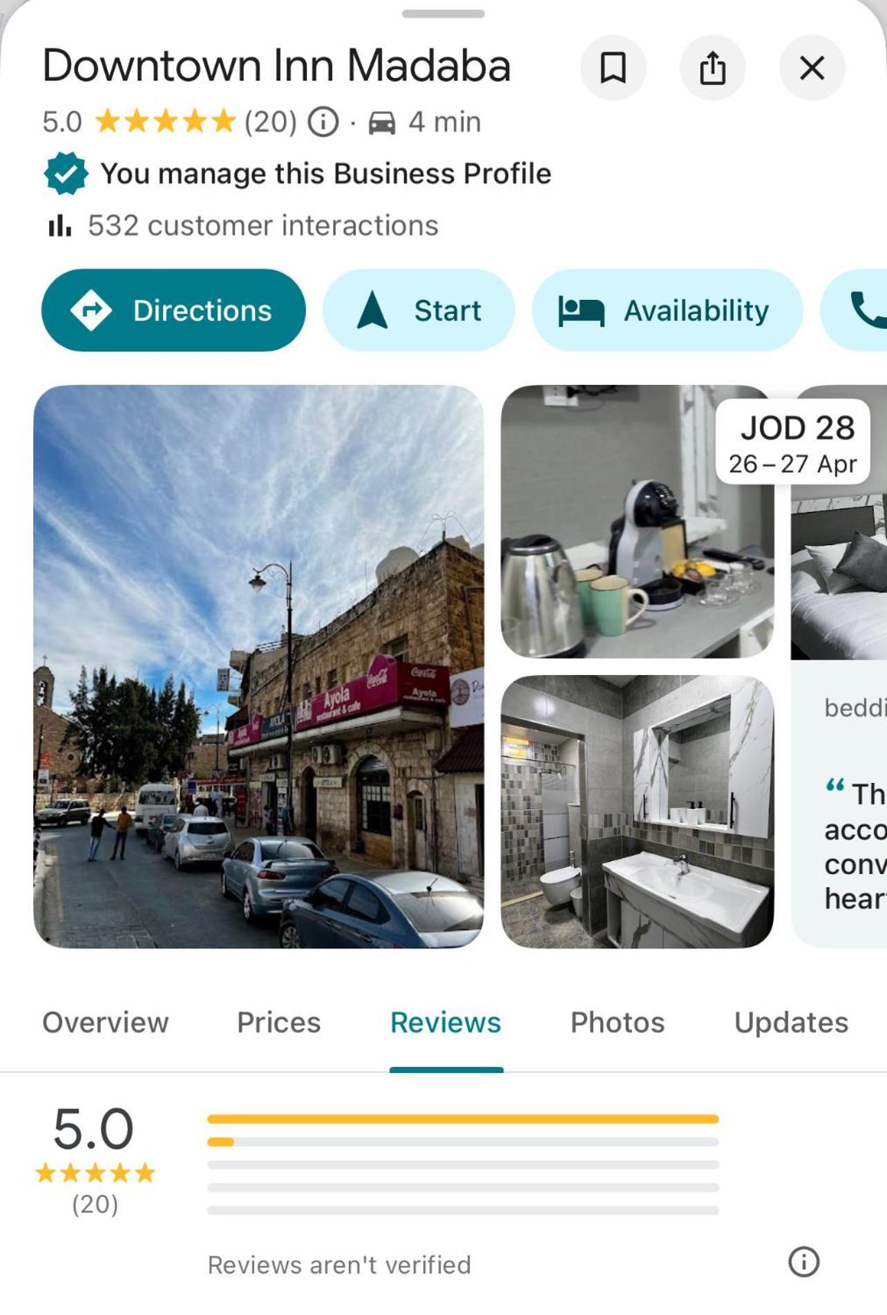 Downtown Inn Madaba Bagian luar foto